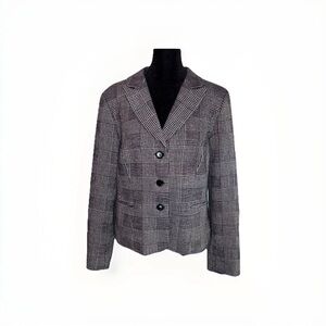 Bloomingdale’s Women’s Houndstooth Wool Blend Career Blazer, Size 12